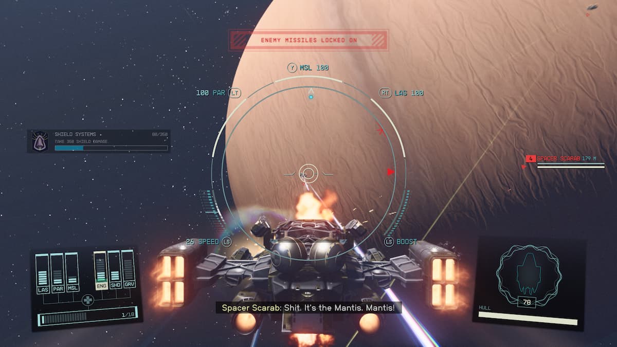 How to target enemy engines in Starfield